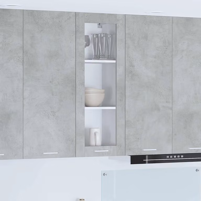 Armadio pensile da cucina moderno vidaXL in MDF con ante in vetro, Grigio, L 40 cm x P 31 cm x H 100 cm