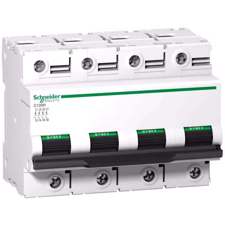Interruttore automatico Schneider Electric C120H, 4 poli, 100 A, caratteristica D, 15 kA A9N18524
