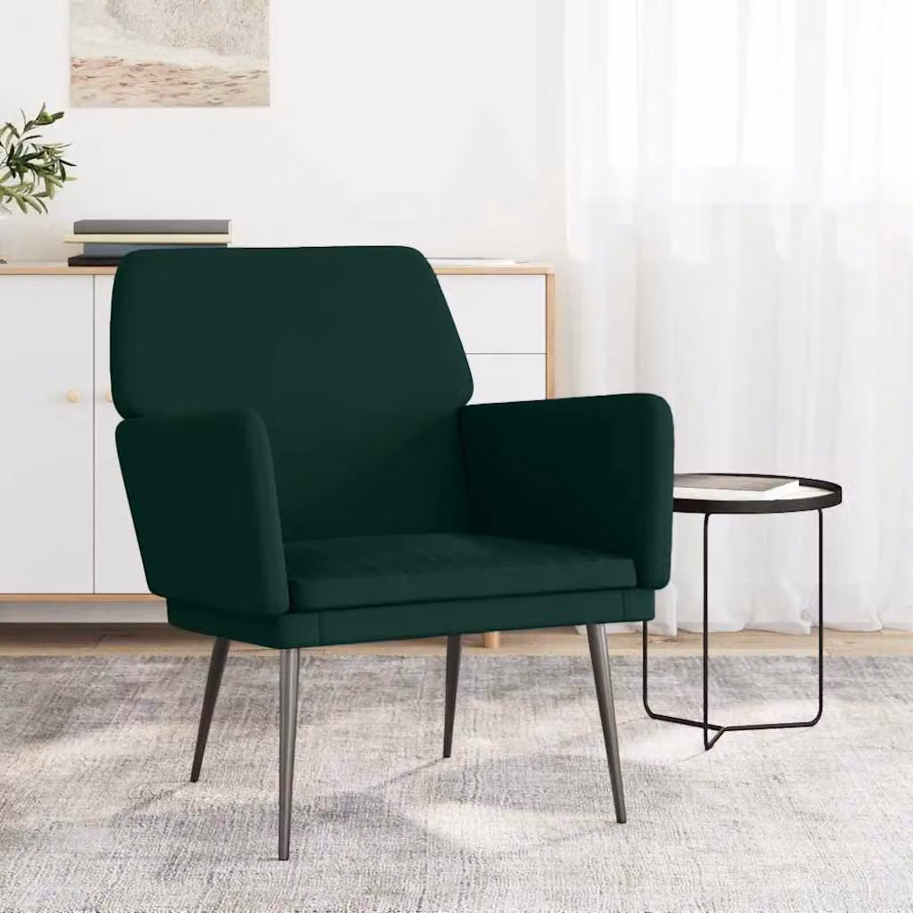 vidaXL Poltrona Verde Scuro 62x79x79 cm Velluto