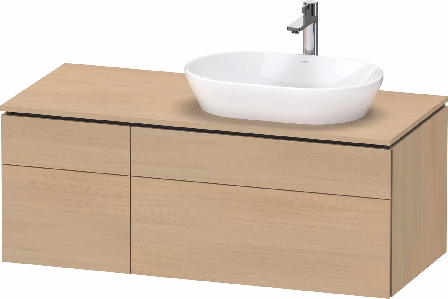 Duravit L-Cube Meuble sous-lavabo en console suspendu, avec plan de toilette en console, 4 tiroirs, vasque à droite, 1220x482x550mm, LC4874071710000, LC4874071710000