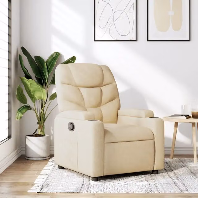 Divano Sedia-Poltrona Reclinabile in Tessuto Crema 976692