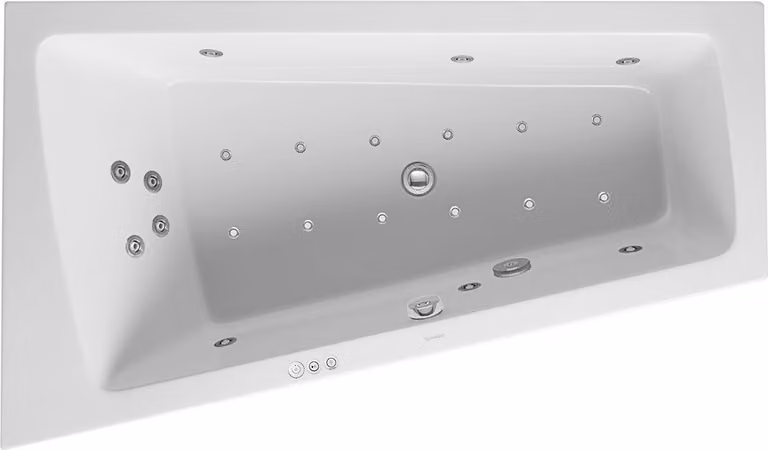 Duravit Paiova Bain à remous, à encastrer, simple dos à gauche, bâti-support, garniture de vidage et de trop-plein chrome, Combi-Système P, 1700x1000mm, 760212000CP1000, 760212000CP1000