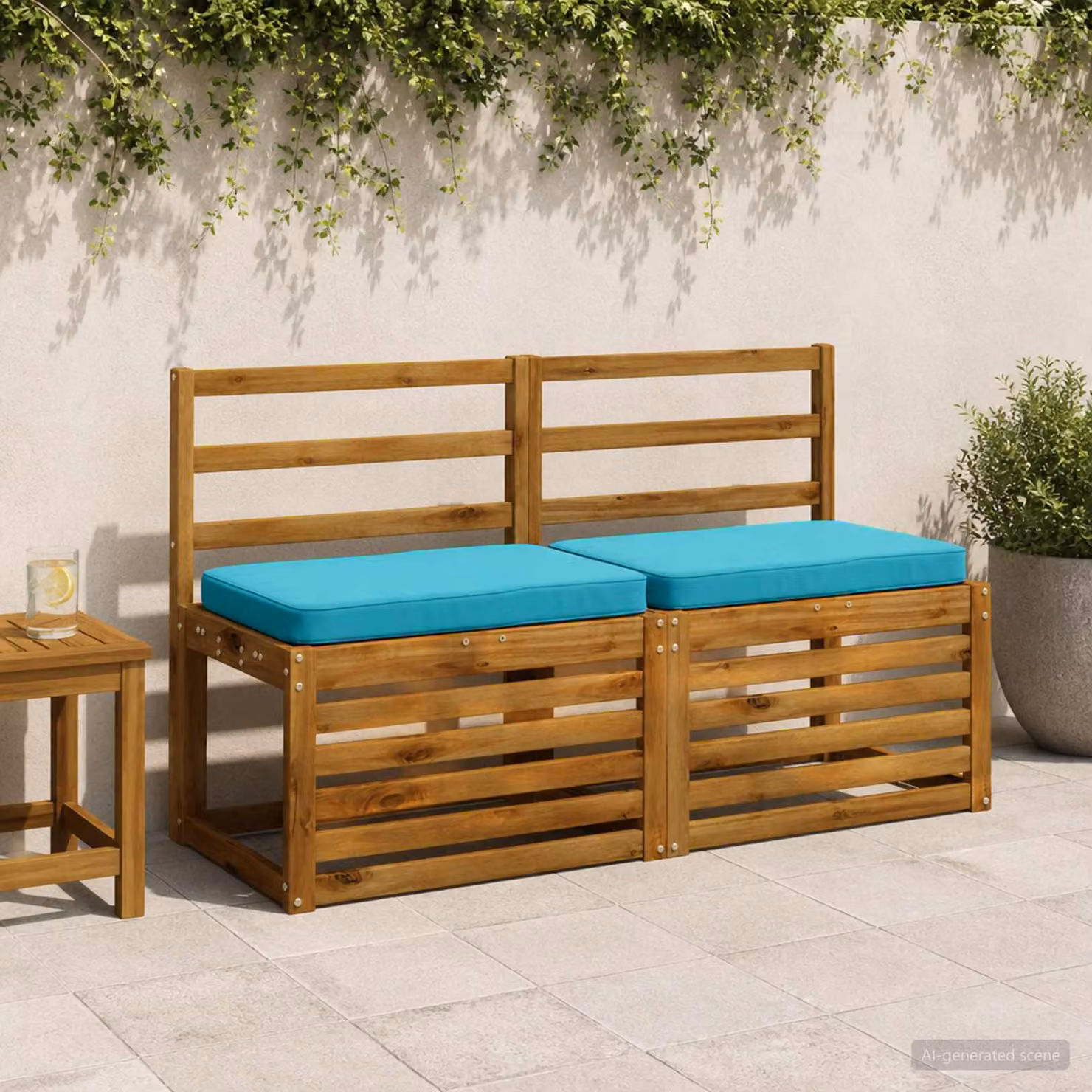 Set di 2 cuscini per panchina vidaXL VUGHT in poliestere color turchese con rivestimento rimovibile e resistente ai raggi UV