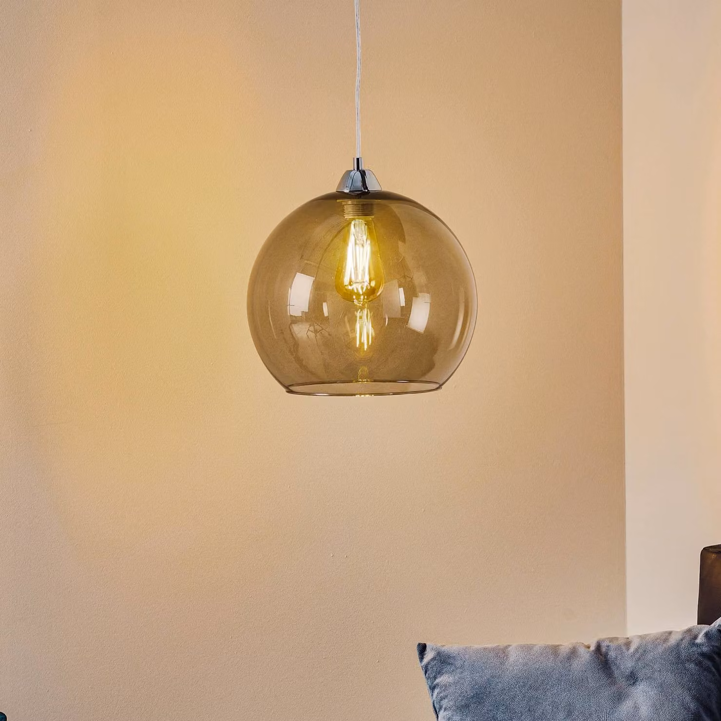 Lampada a sospensione in vetro Colour SOLLUX LIGHTING, dimmerabile, Alluminio / Grigio / Zincato, Soggiorno / Sala da pranzo, Vetro, Moderno, Lampada a sospensione