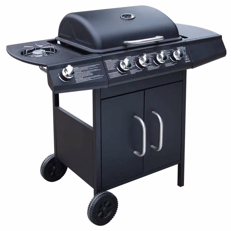 vidaXL Barbecue a gas 4+1 fiamme nero