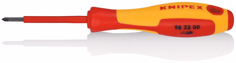 KNIPEX 98 25 00 Cacciavite per viti Phillips Impugnatura multicomponente isolante Pozidriv®, testata VDE brunita 162 mm