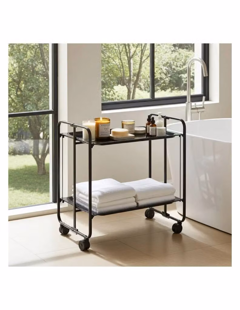 Carrello da cucina moderno Don Hierro nero con ruote e ripiani pieghevoli L/P/H: 72 x 43 x 66 cm – 2