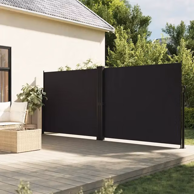 Tenda da sole laterale retrattile DESIGN IN nera in poliestere con struttura in alluminio e acciaio, L: 1200 cm, H: 160 cm – 1