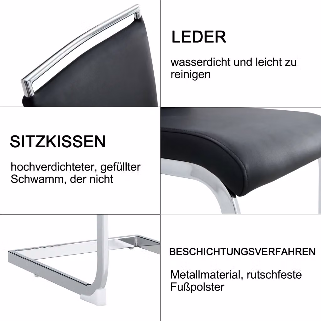Sedia ergonomica moderna REDOM in ecopelle e tessuto nero con struttura in metallo e plastica – 2