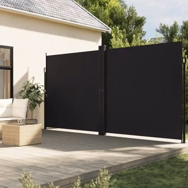 Tenda da Sole Laterale Retrattile Videx Nera in Poliestere e Acciaio L: 600 cm, H: 200 cm