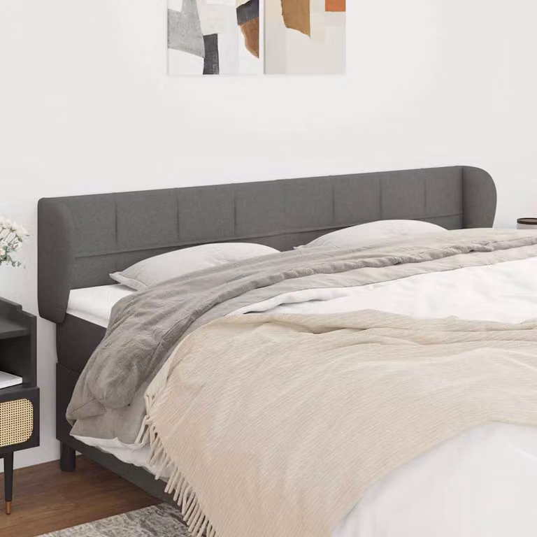 Testiera ad orecchio vidaXL in tessuto grigio per camera da letto, L: 183 cm, P: 23 cm, H: 78/88 cm