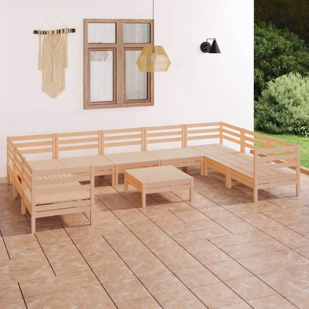 The Living Store Set da salotto da giardino in pino massiccio da 10 pezzi