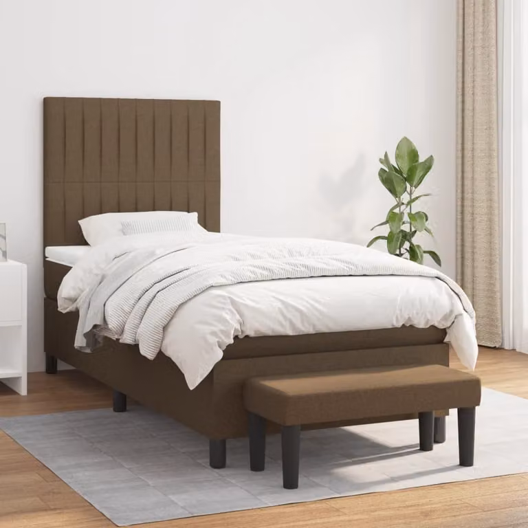 Letto Ibrido con Giroletto a Molle e Materasso vidaXL, Marrone Scuro e Bianco, L/P/H: 100 x 200 x 203 cm