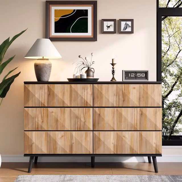 Cassettiera Com¨° ¨C Minimal ¨C Nero effetto legno naturale, ante rilievo