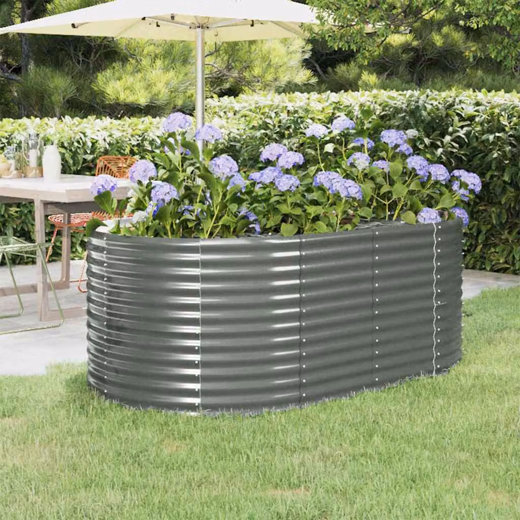 Letto da giardino rialzato vidaXL in acciaio zincato grigio L: 175 cm, P: 100 cm, H: 68 cm