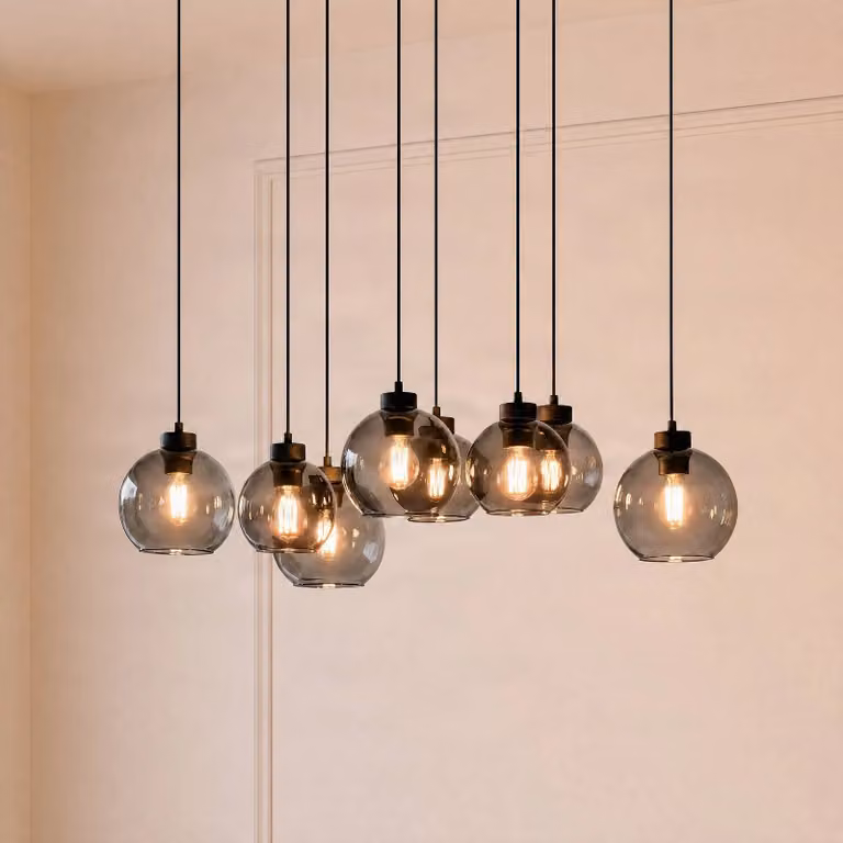 Lampada a sospensione in vetro Cubus TK Lighting, dimmerabile, Nero, Soggiorno / Sala da pranzo, Vetro, Moderno, Lampada a sospensione
