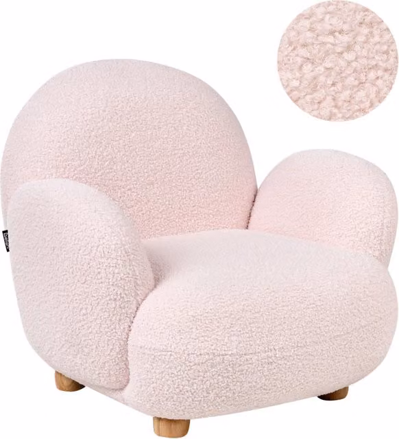 Poltrona per bambini con gambe in legno Rosa pastello cemeretta