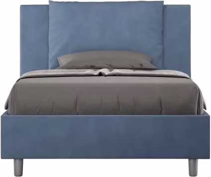 Letto imbottito 1 piazza e mezza 120x200 cm Antea - Senza rete,Microfibra,Blu