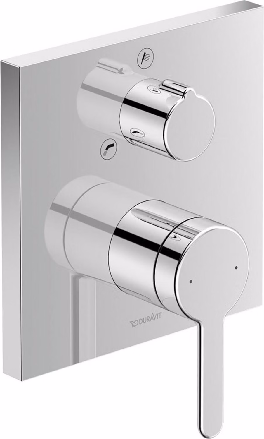Duravit C.1 Mitigeur monocommandé encastré pour baignoire, rosace carrée, avec inverseur et combiné de sécurité, chrome, C15210017010, C15210017010