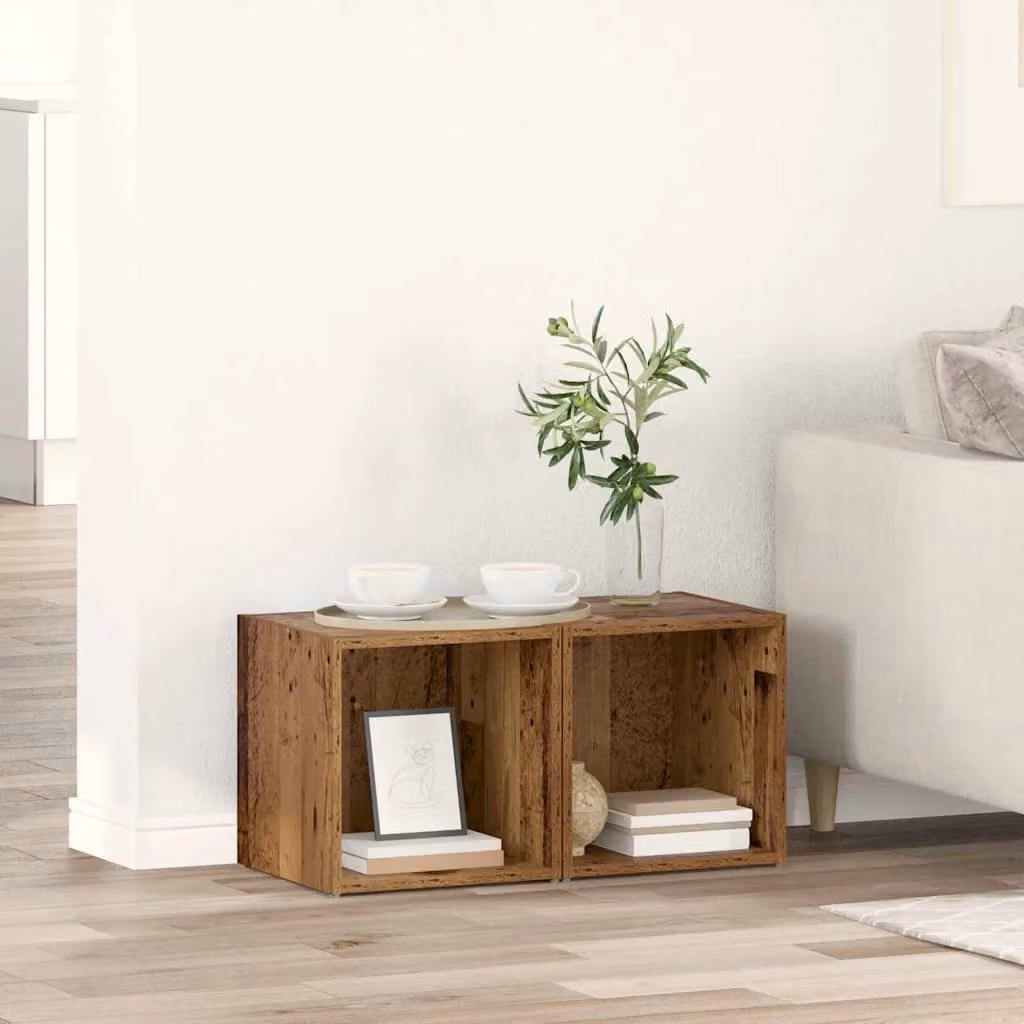 Set di 2 mobili TV vidaXL in stile rustico color marrone, realizzati in legno ingegnerizzato e MDF