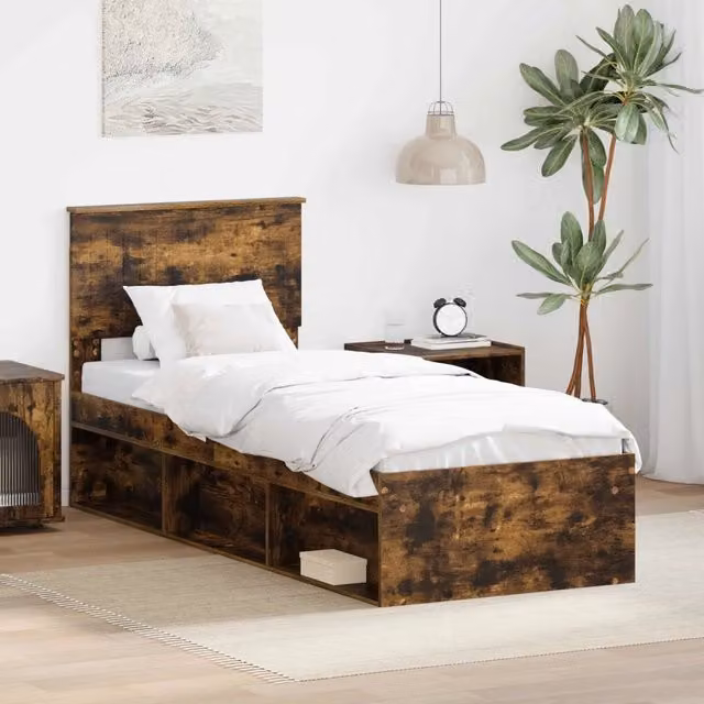 Struttura letto in pino massello vidaXL colore marrone con doghe in legno L/P/H: 190 x 80 x 20 cm