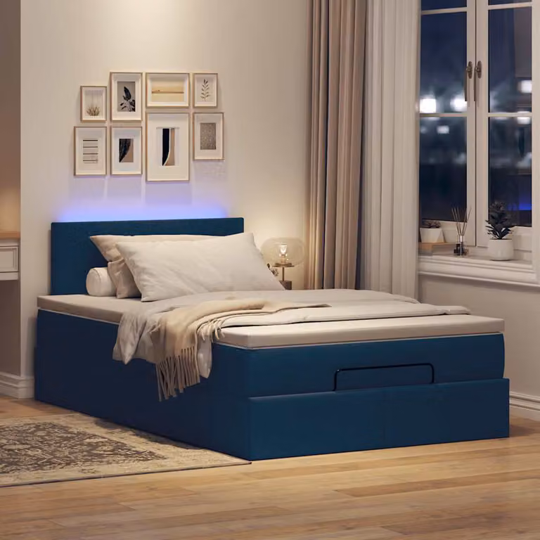 Maison Exclusive - Pouf Letto con Materasso e LED Blu 120x190cm in Tessuto