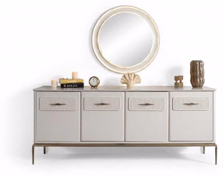 Mobile bar beige moderno, elegante, credenza, consolle