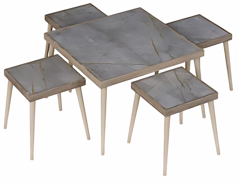 Modernes Wohnzimmer-Set Grau aus Holz und MDF