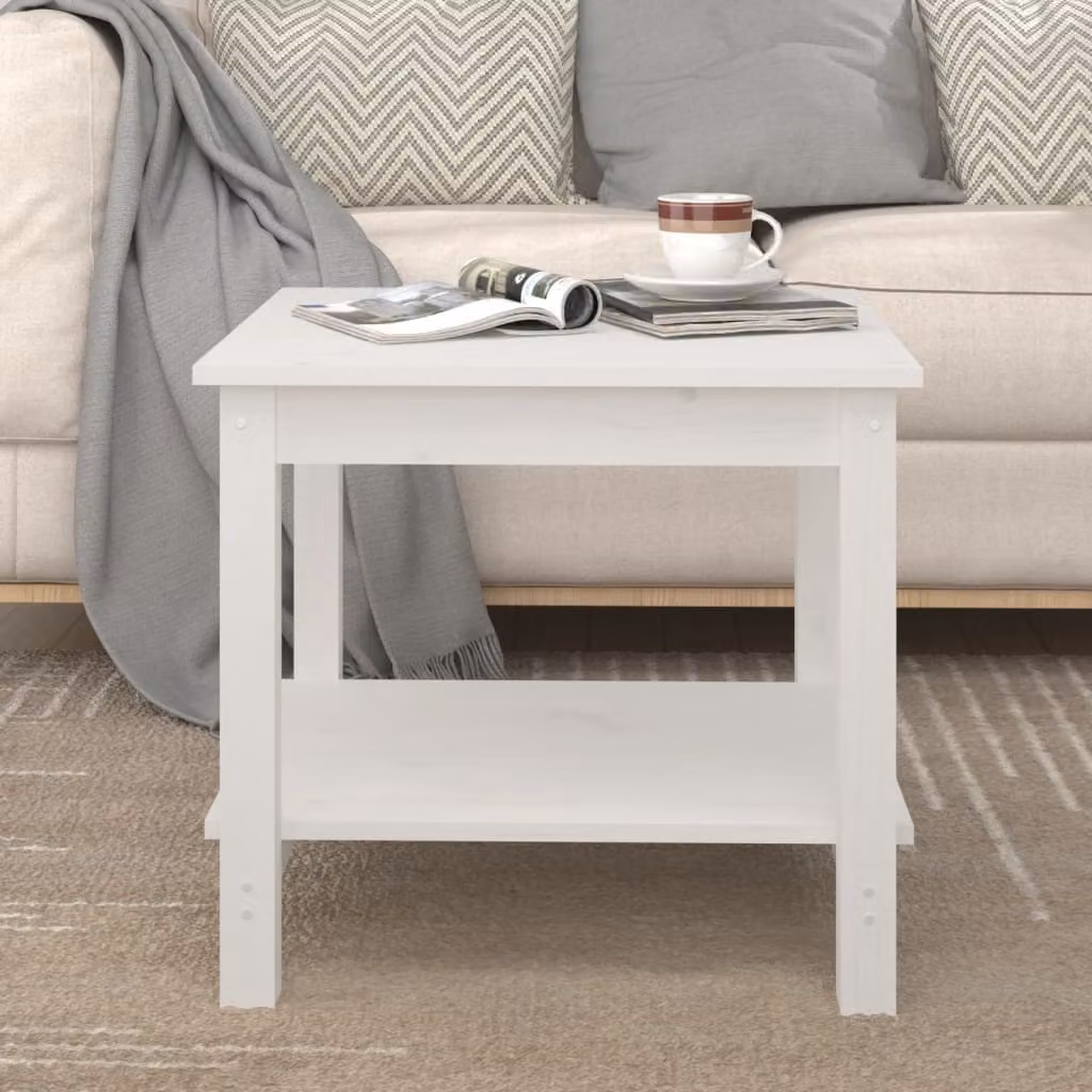 Maison Exclusive - Tavolino bianco 50x50x45 cm in legno massello di pino