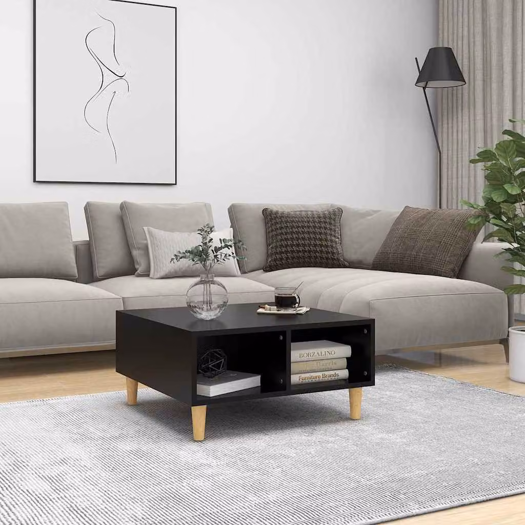 vidaXL Tavolino da Salotto Quadrato in Legno Nero L/P/H: 60 x 60 x 30 cm