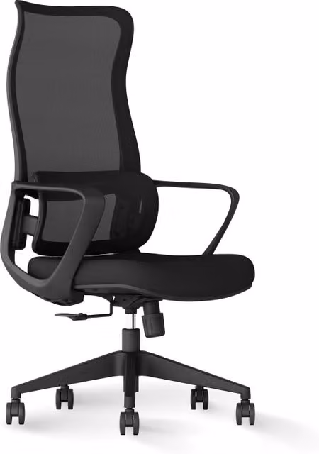 Sedia da ufficio Hispanohogar nera in tessuto con altezza regolabile e braccioli – 1