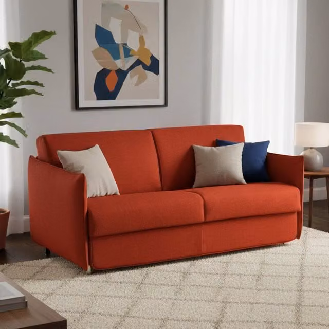 Divano Letto Cecina DMORA a 3 Posti Sfoderabile Arancione Made in Italy L: 200 cm, P: 95 cm – 1