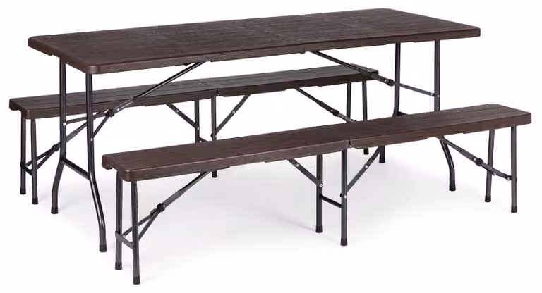 Set da catering con tavolo da banchetto da 180 cm + 2 panche color bronzo MultiGarden
