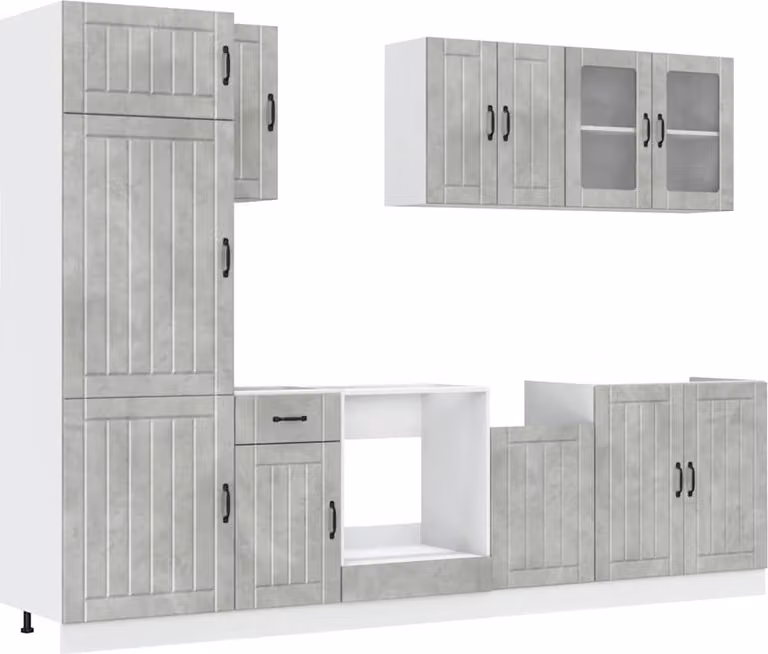 Set Mobili da Cucina 8 pz Lucca Grigio Cemento in Truciolato