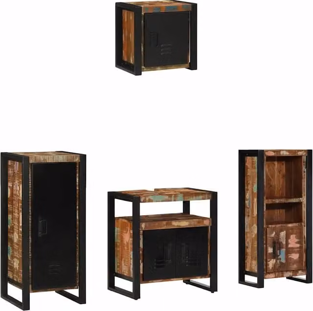 Set di mobili per il bagno 4 pz Multicolore e nero 3305645