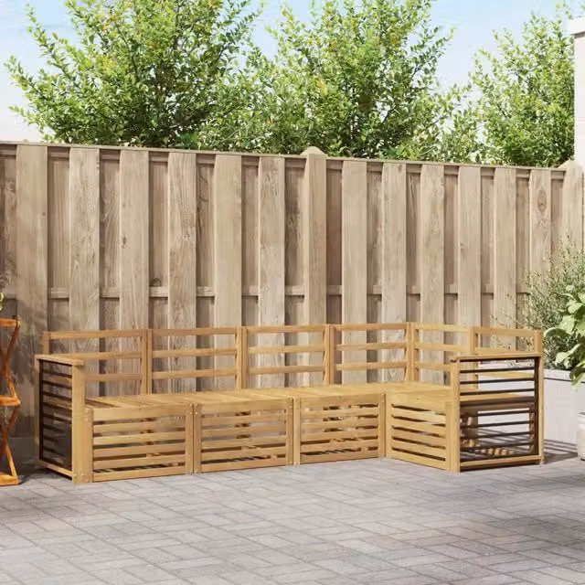 Set di divani da esterno 5 pz Bianco Legno di Acacia Massello 3391844