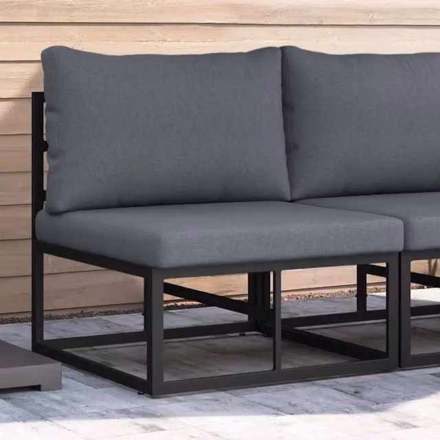 Divano da giardino moderno DESIGN IN in metallo con cuscini inclusi, colore nero e antracite, L 70 cm x P 71 cm x H 71,5 cm