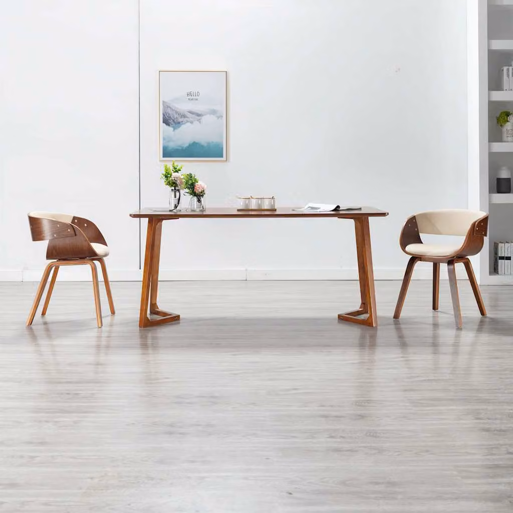 Sedia da Pranzo Moderna vidaXL in Legno e Similpelle Beige e Marrone