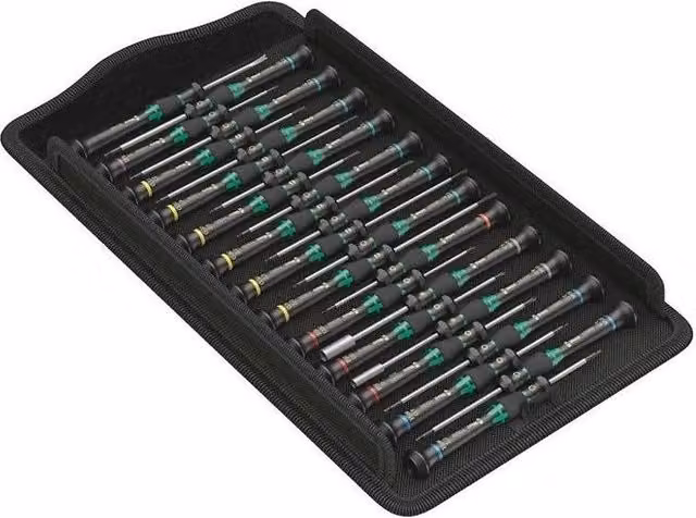 Set di 25 cacciaviti Wera Kraftform Micro Big Pack con impugnatura ergonomica e punte Black Point, colore Nero Verde