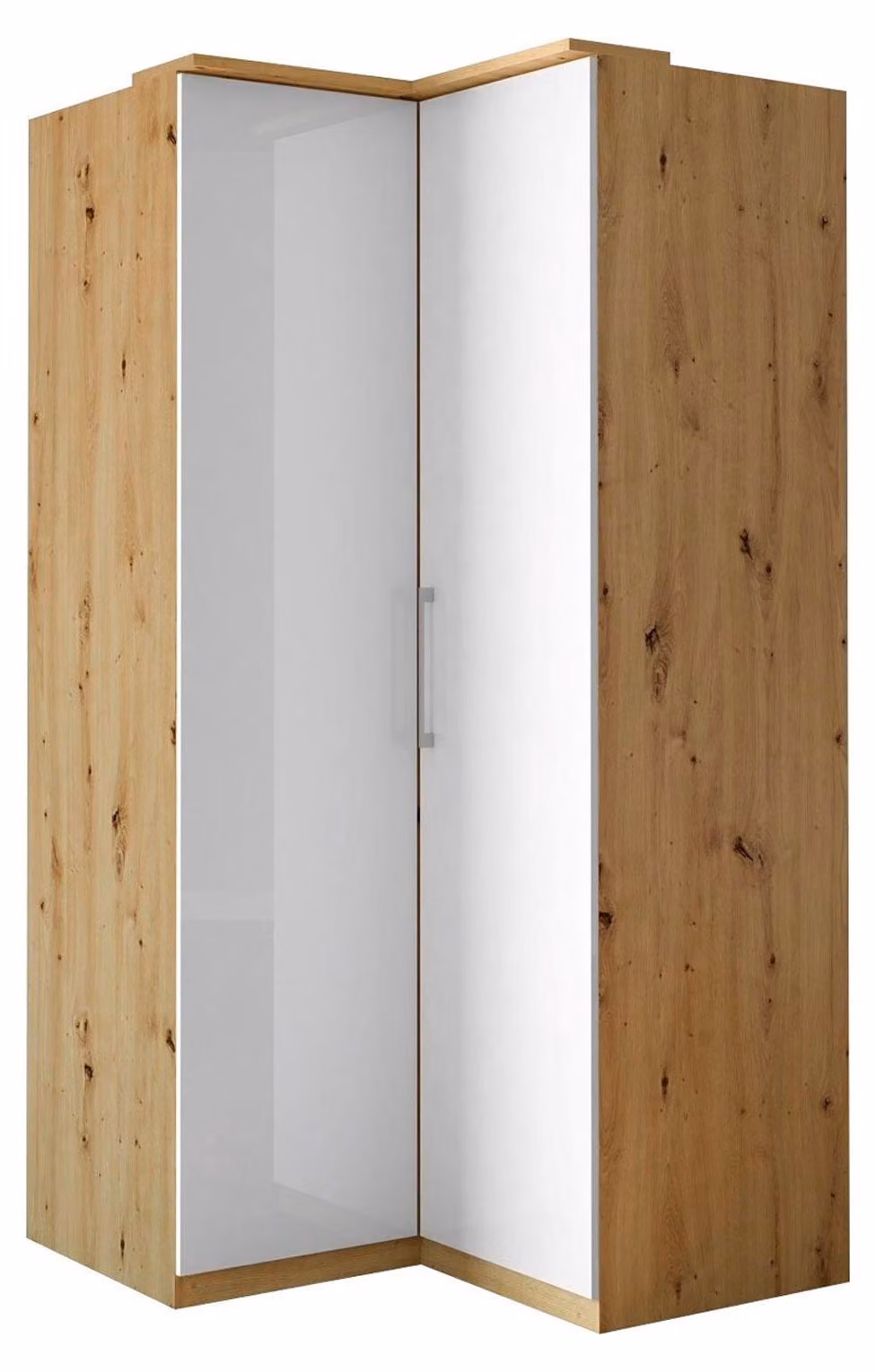 Armadio angolare Optima 109x64x216cm bianco lucido a 2 ante