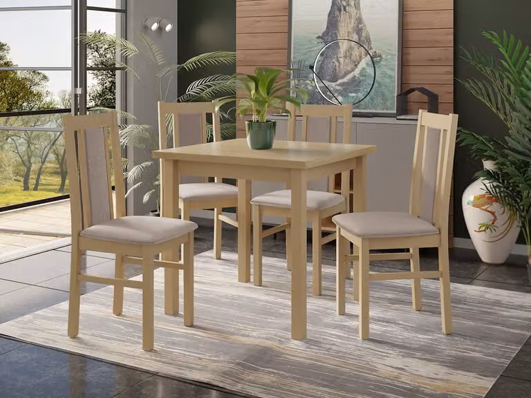 Set da pranzo 4+1 HARDIN 2 - rovere sonoma / beige