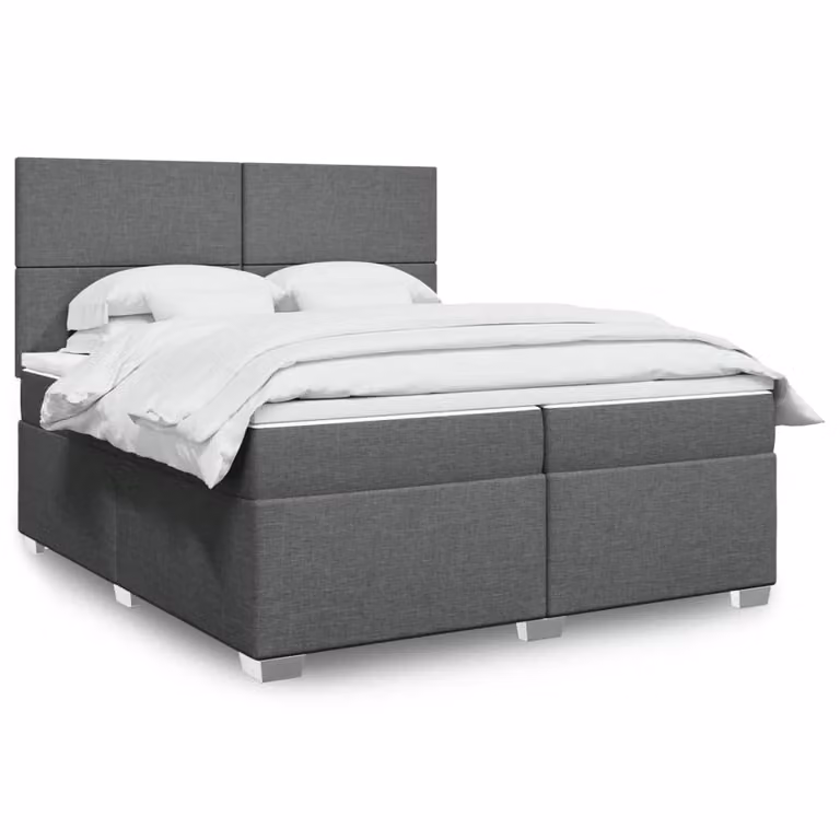 vidaXL Giroletto a Molle Ibrido con Materasso in Tessuto Grigio e Bianco L/P: 200 x 200 cm