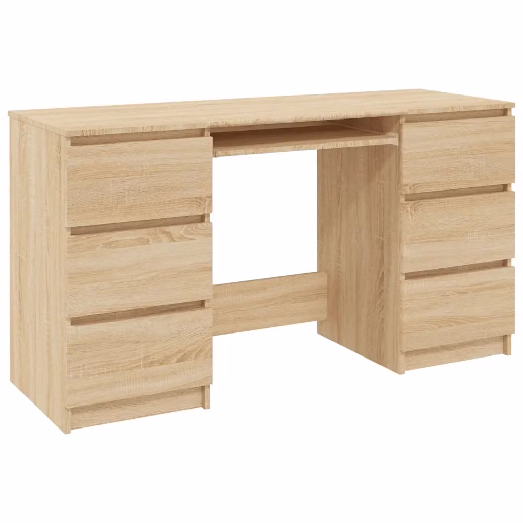 Scrivania da ufficio moderna vidaXL in legno color rovere e beige L: 140 cm, P: 50 cm, H: 77 cm – 2