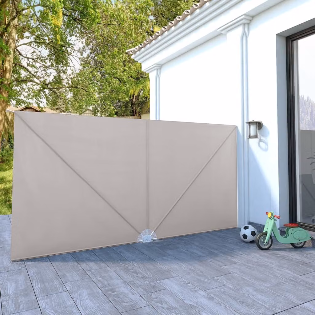 The Living Store Mensola laterale pieghevole per patio Crema 400×200 cm