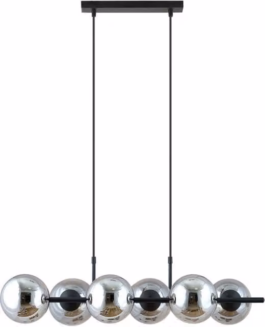 Lampadario sospeso Emibig RORY con 6 luci in metallo e vetro, colore grigio, dimmabile