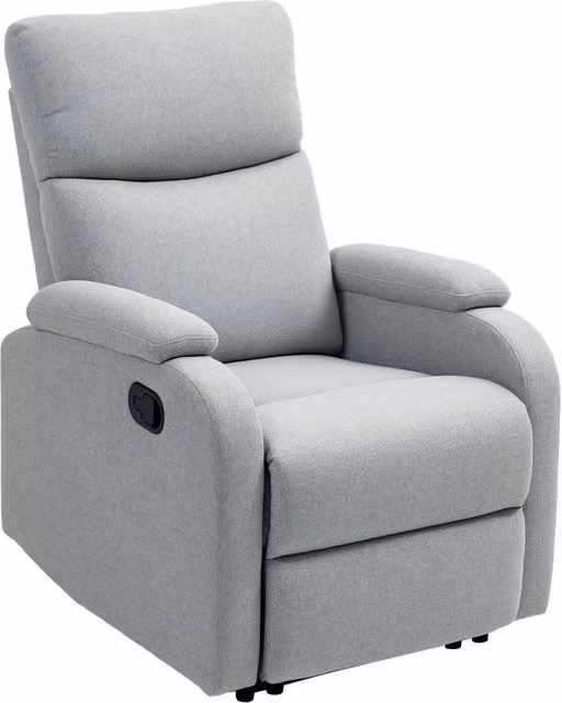 Poltrona Reclinabile Relax Giordanoshop in Tessuto Grigio con Poggiapiedi, L: 69 cm, P: 91,5 cm, H: 103 cm