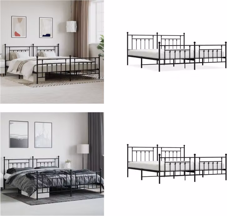 vidaXL Giroletto con testiera e pediera in metallo nero 193x203 cm - Giroletto - Giroletto - Cornice letto - Letto
