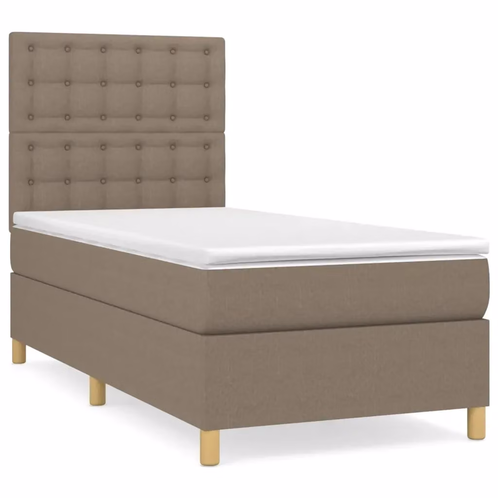 Letto Ibrido vidaXL con Giroletto a Molle e Materasso in Tessuto Beige e Bianco L/P/H: 100 x 200 x 40 cm – 2