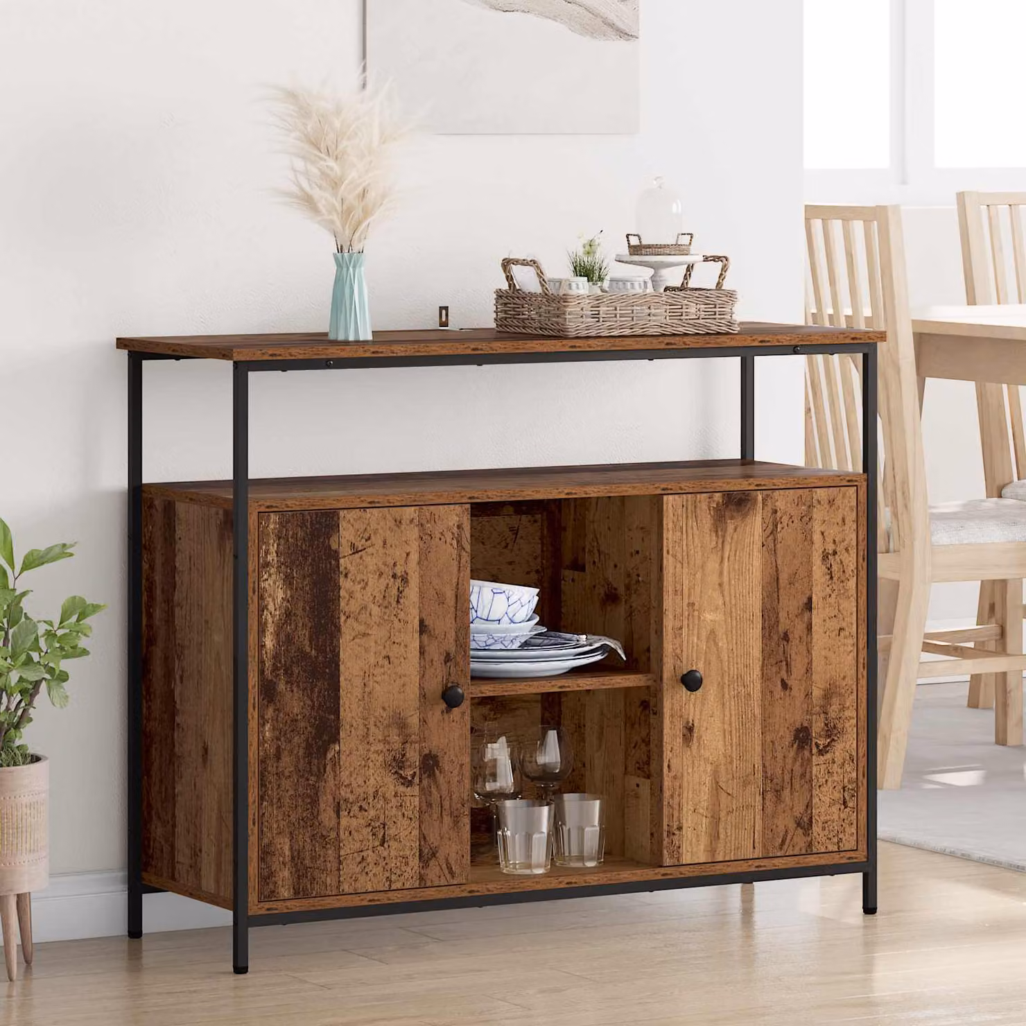 Credenza moderna vidaXL in legno ingegnerizzato marrone L: 100 cm, P: 35 cm, H: 80 cm