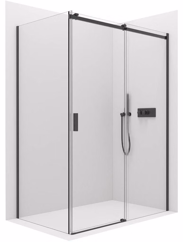 Cabina doccia Santoro L/P - 8 mm - vetro trasparente e nero opaco - 110x80x195 cm - scorrevole